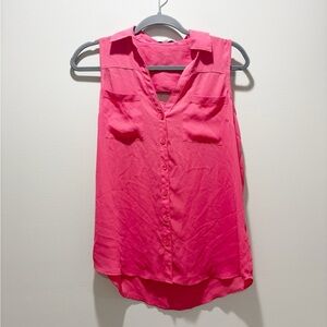 EXPRESS Women’s The Portofino Shirt Pink Sleeveless Blouse Button Up Size Small